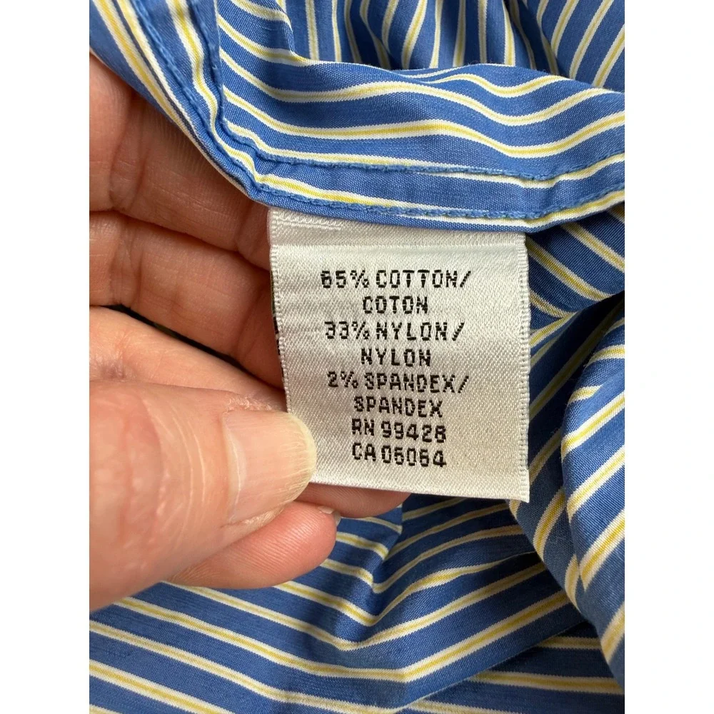 Preppy Striped Button Down Shirt Blue White XXL Bugatchi Uomo - Picture 5 of 5